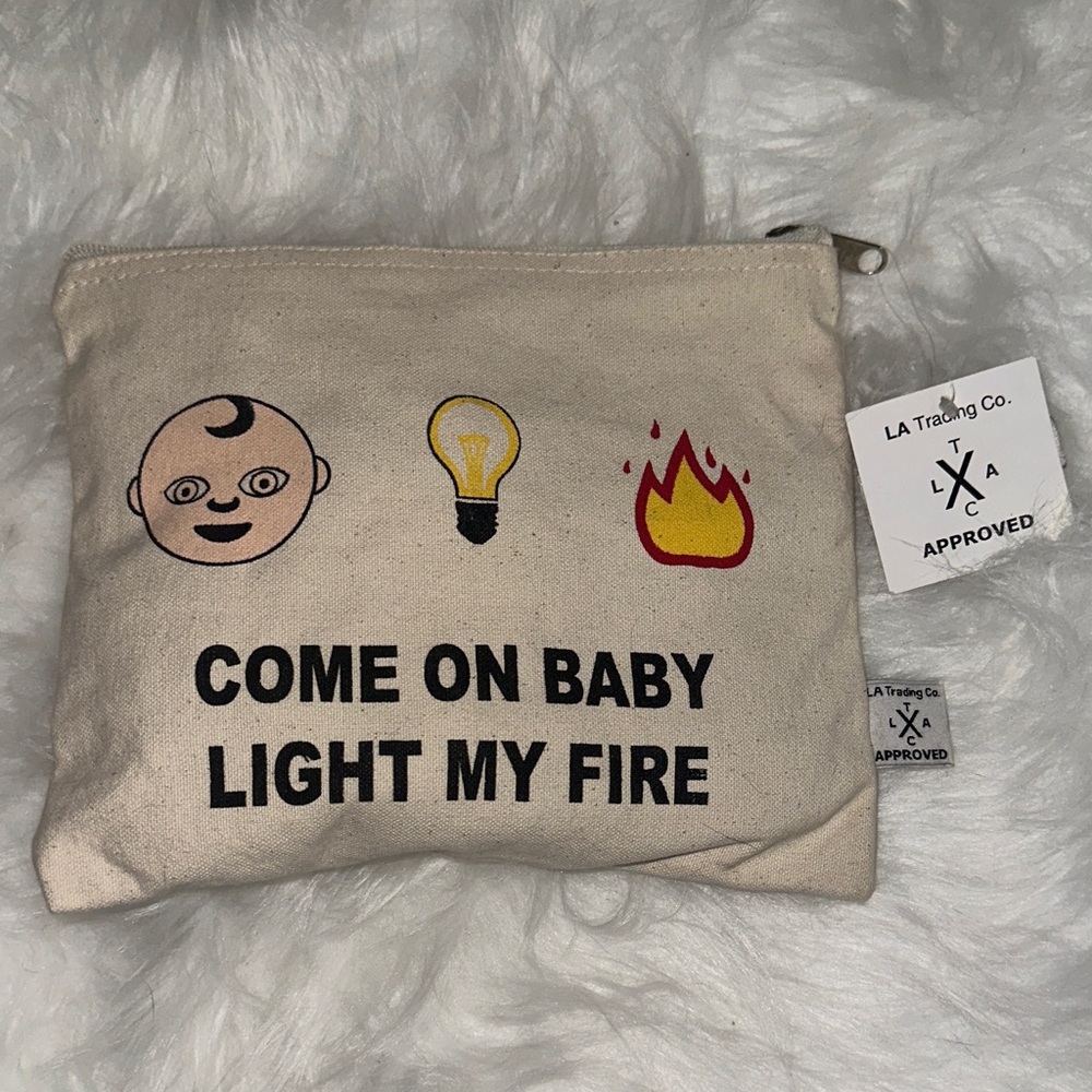 LA Trading Co. Beige Canvas Pouch Funny‎ Emoji Trendy Makeup Pencil Pouch Bag